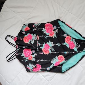 Girls Black Ruffle top  one piece swimsuit. Size 18.